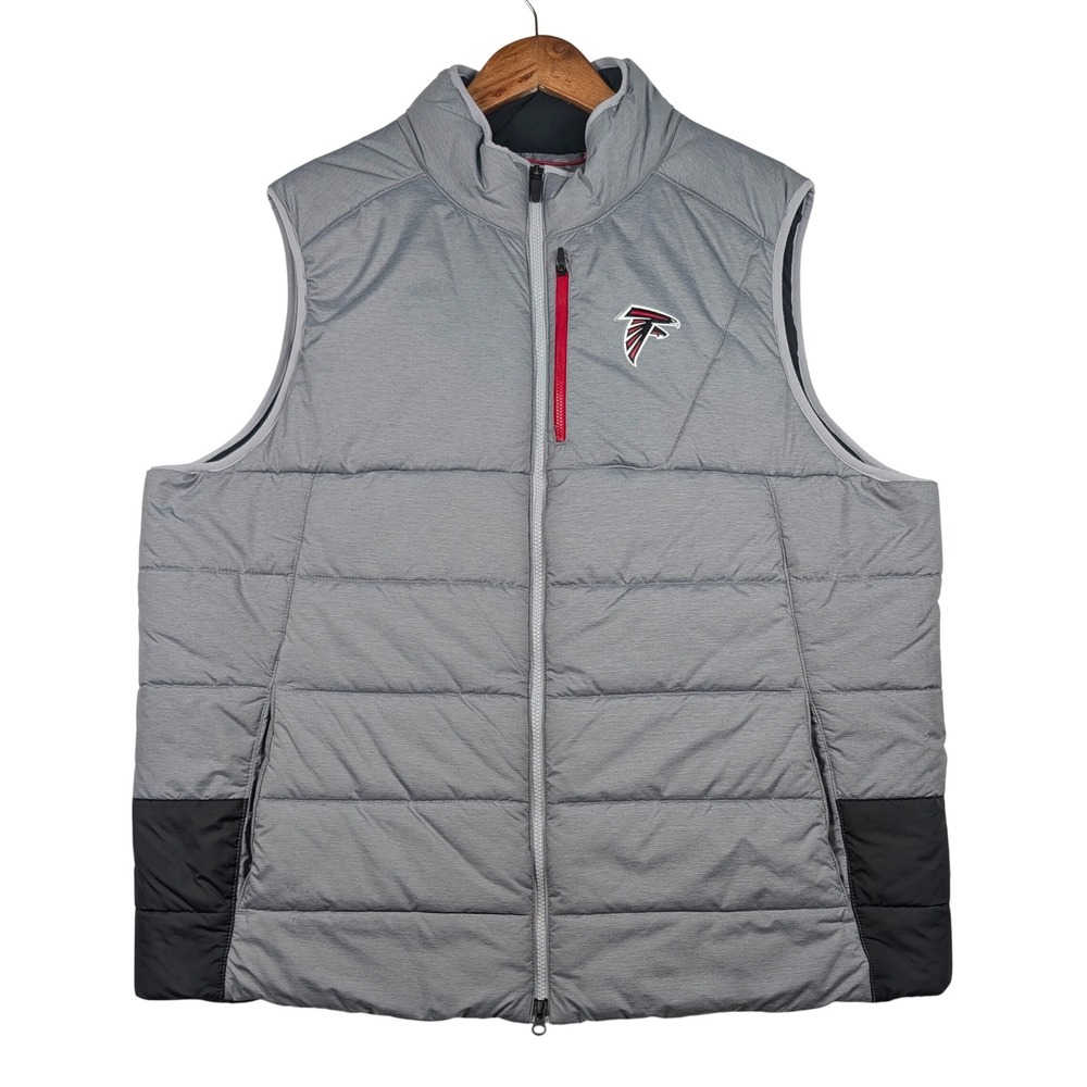 Atlanta Falcons Puffer Vest Mens XXL Grey Nike Onfield Full Zip NFL 852821-052